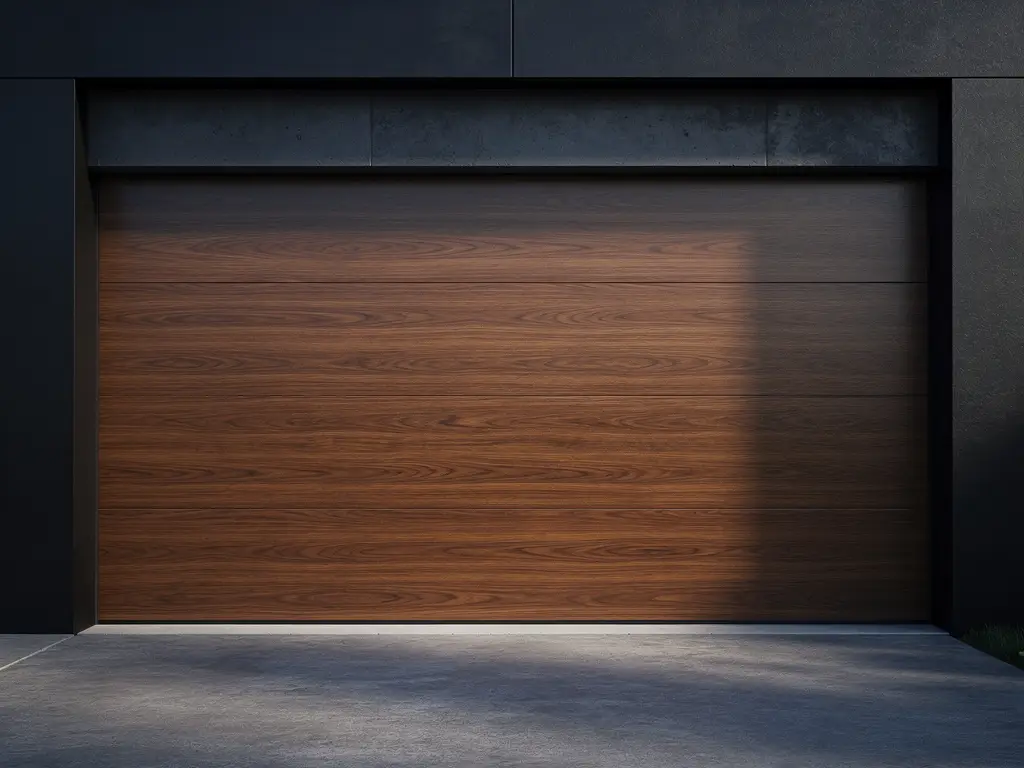 Modern flush panel garage door installation